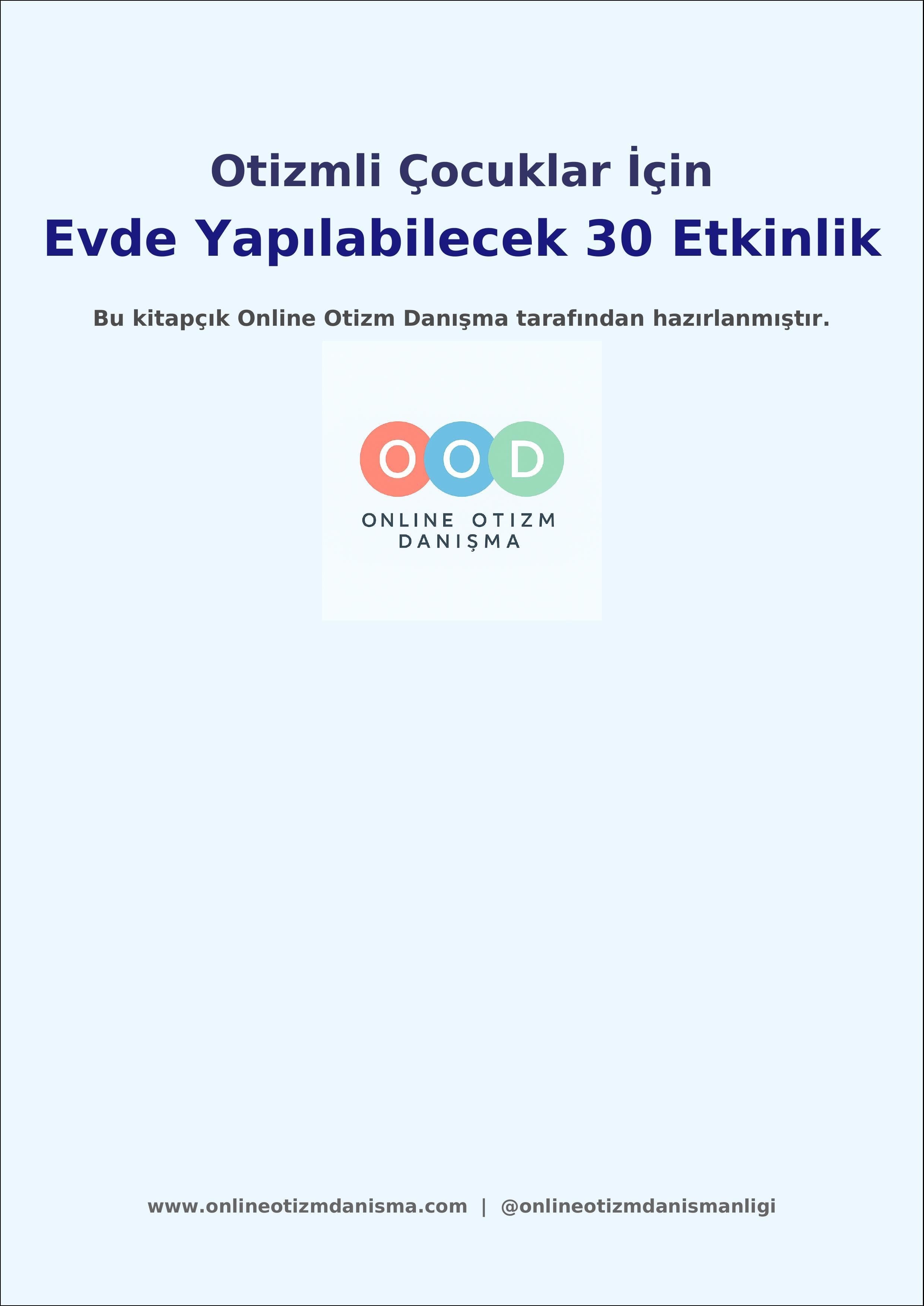 Otizmli Çocuklar İçin Evde Yapılabilecek 30 Etkinlik (PDF) Kapak Görseli